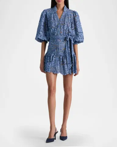 ALICE + OLIVIA Cora Voluminous Floral Lace Shirtdress | Thumbnail 2
