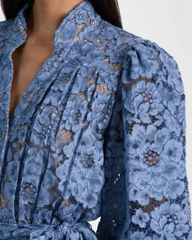 ALICE + OLIVIA Cora Voluminous Floral Lace Shirtdress | Thumbnail 5