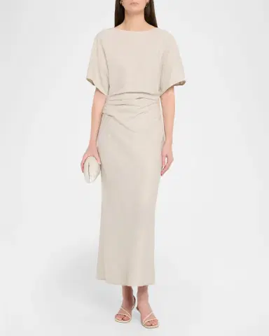 Staud Amelie Linen-Blend Midi Dress | Thumbnail 2
