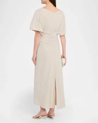 Staud Amelie Linen-Blend Midi Dress | Thumbnail 3