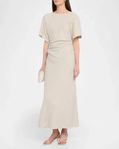 Staud Amelie Linen-Blend Midi Dress | Thumbnail 4
