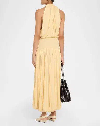 Toteme Soft Gathered Halter Midi Bubble Dress | Thumbnail 3 Toteme Soft Gathered Halter Midi Bubble Dress | Thumbnail 3