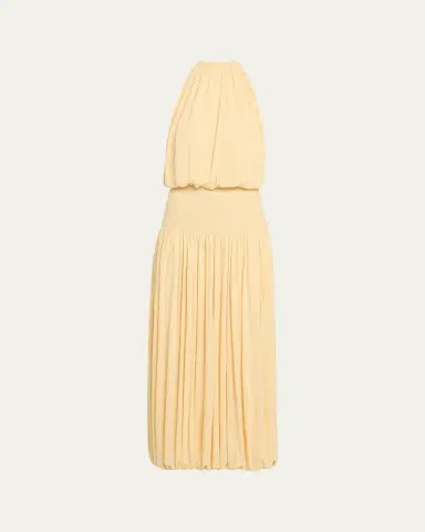 Toteme Soft Gathered Halter Midi Bubble Dress | Thumbnail 6 Toteme Soft Gathered Halter Midi Bubble Dress | Thumbnail 6