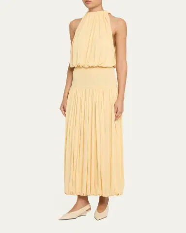 Toteme Soft Gathered Halter Midi Bubble Dress | Thumbnail 9 Toteme Soft Gathered Halter Midi Bubble Dress | Thumbnail 9