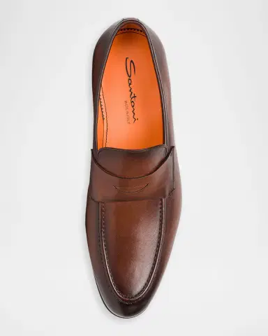 Santoni Men's Darius Leather Penny Loafers | Thumbnail 5