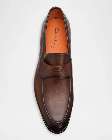 Santoni Men's Darius Leather Penny Loafers | Thumbnail 6