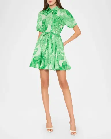 Milly Juni Pleated Floral-Print Poplin Mini Dress | Thumbnail 2