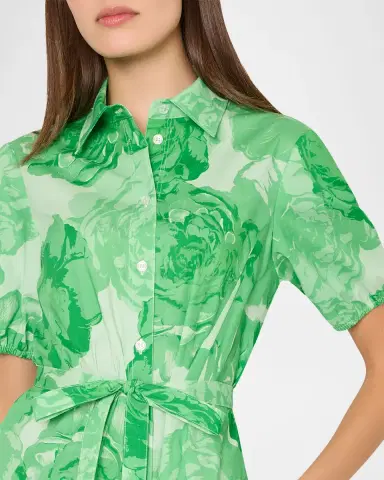 Milly Juni Pleated Floral-Print Poplin Mini Dress | Thumbnail 4