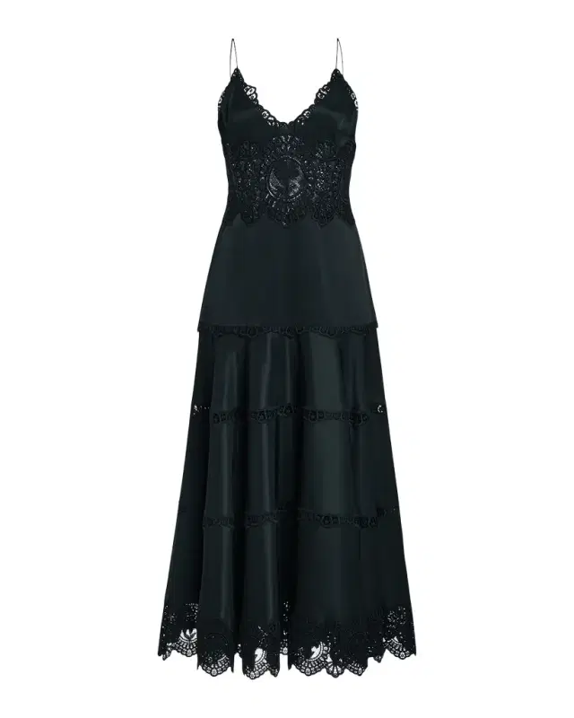 Retrofete Leilani Embroidered A-Line Midi Dress