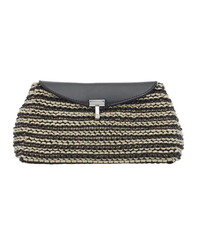 Toteme Mini T-Lock Woven Leather Clutch Bag
