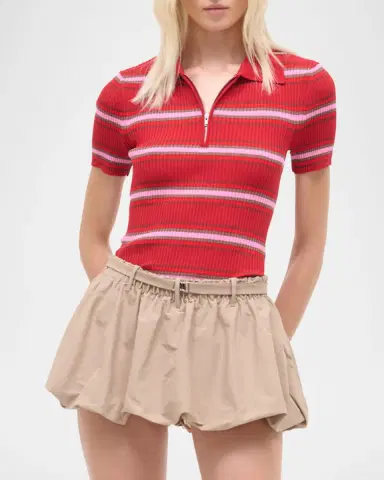 Staud Ren Striped Polo Top | Thumbnail 4 Staud Ren Striped Polo Top | Thumbnail 4