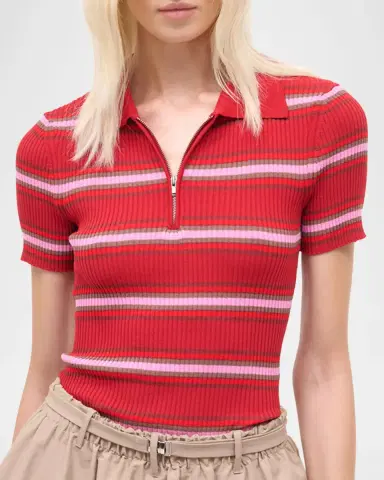 Staud Ren Striped Polo Top | Thumbnail 5 Staud Ren Striped Polo Top | Thumbnail 5