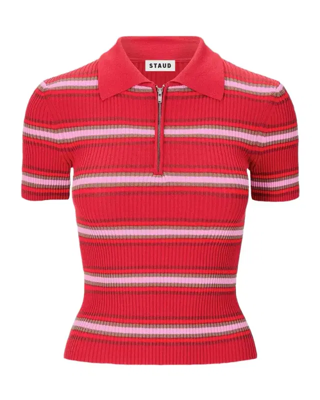 STAUD Ren Striped Polo Top