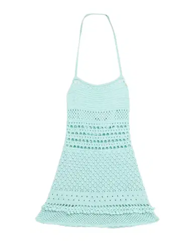 Retrofête Saffy Crochet Halter Mini Dress | Thumbnail 1 Retrofête Saffy Crochet Halter Mini Dress | Thumbnail 1