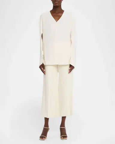Toteme V-Neck Slit-Sleeve Blouse | Thumbnail 2