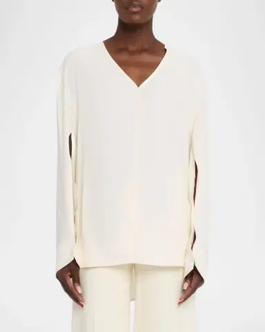 Toteme V-Neck Slit-Sleeve Blouse | Thumbnail 4