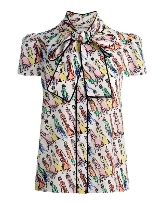 Jeannie Staceface Tie-Neck Blouse