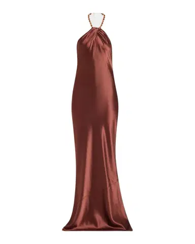 Retrofête Anat Satin Beaded Halter Dress | Thumbnail 1