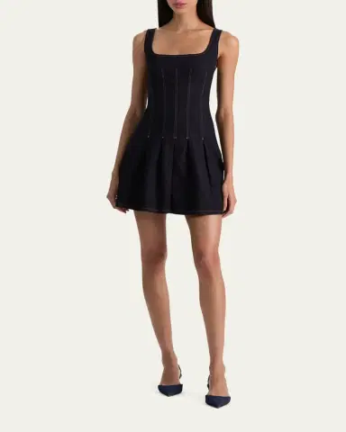 Alice + Olivia Hollis Flared Denim Mini Dress | Thumbnail 2 Alice + Olivia Hollis Flared Denim Mini Dress | Thumbnail 2
