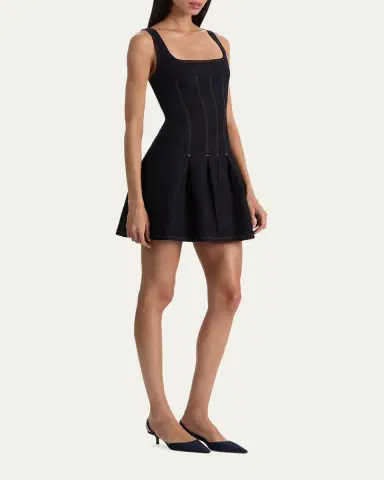 Alice + Olivia Hollis Flared Denim Mini Dress | Thumbnail 4 Alice + Olivia Hollis Flared Denim Mini Dress | Thumbnail 4