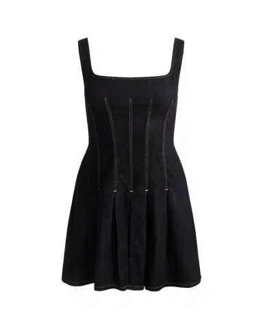 Alice + Olivia Hollis Flared Denim Mini Dress | Thumbnail 1 Alice + Olivia Hollis Flared Denim Mini Dress | Thumbnail 1