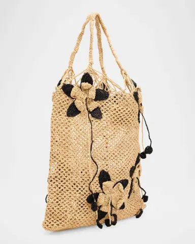 BTB Los Angeles Blaine Raffia Floral Appliqué Tote Bag | Thumbnail 3 BTB Los Angeles Blaine Raffia Floral Appliqué Tote Bag | Thumbnail 3