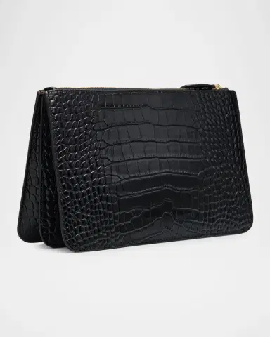 Toteme Croc-Embossed Leather Clutch Bag | Thumbnail 2