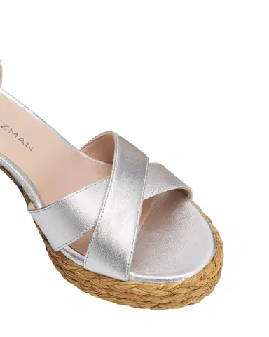 Stuart Weitzman 80mm Dayna Metallic Leather Platform Sandals | Thumbnail 1