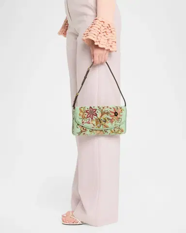Valentino Garavani Floral-Embroidered Beaded Silk Shoulder Bag | Thumbnail 2