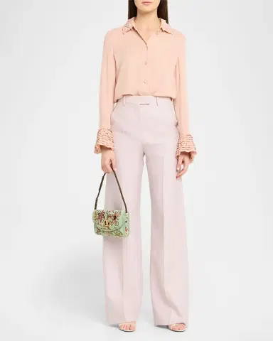 Valentino Garavani Floral-Embroidered Beaded Silk Shoulder Bag | Thumbnail 3