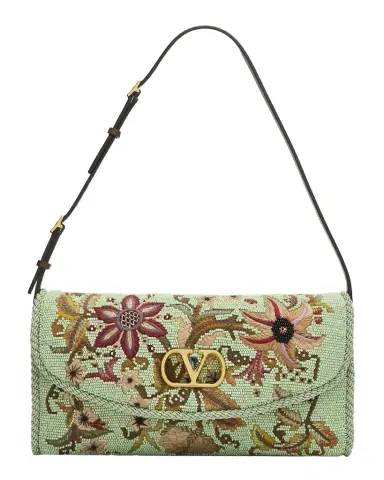 Valentino Garavani Floral-Embroidered Beaded Silk Shoulder Bag | Thumbnail 1