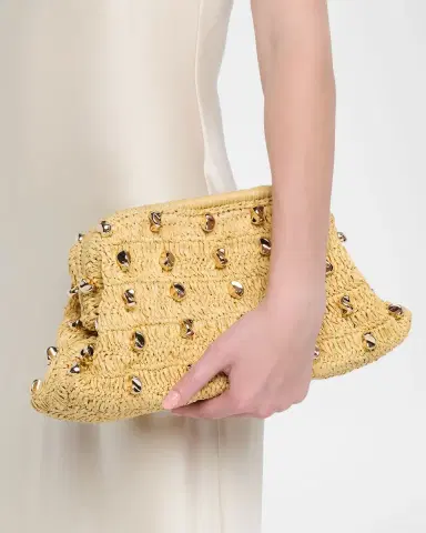 BTB Los Angeles Gaila Studded Raffia Clutch Bag | Thumbnail 2