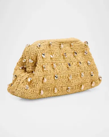 BTB Los Angeles Gaila Studded Raffia Clutch Bag | Thumbnail 3