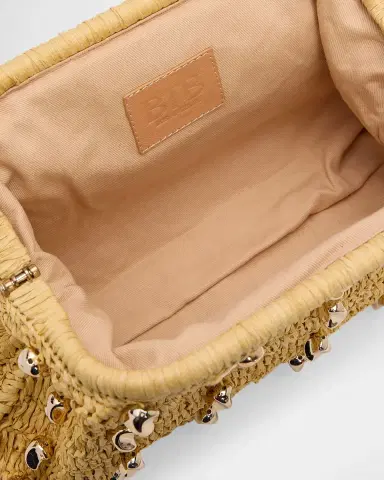 BTB Los Angeles Gaila Studded Raffia Clutch Bag | Thumbnail 4