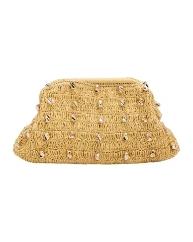 BTB Los Angeles Gaila Studded Raffia Clutch Bag | Thumbnail 1