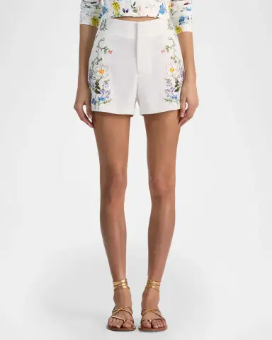 ALICE + OLIVIA Cady High-Rise Embroidered Shorts | Thumbnail 3