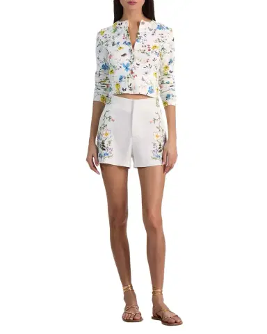 ALICE + OLIVIA Cady High-Rise Embroidered Shorts | Thumbnail 1