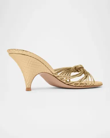Gianvito Rossi 70MM Metallic Leather Kitten-Heel Sandals | Thumbnail 2