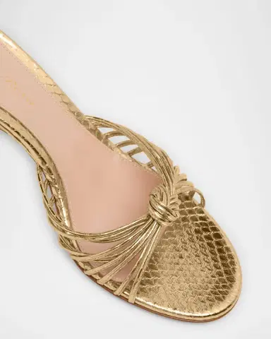 Gianvito Rossi 70MM Metallic Leather Kitten-Heel Sandals | Thumbnail 3