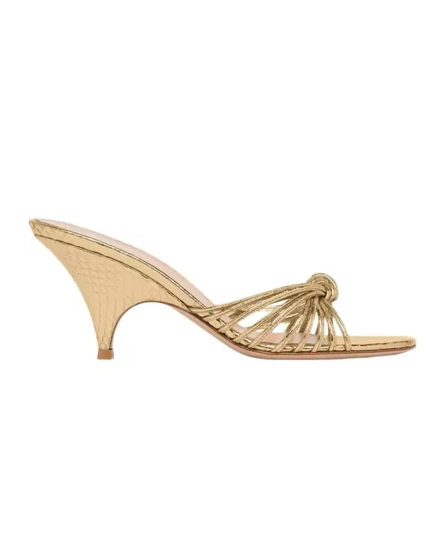 70MM Metallic Leather Kitten-Heel Sandals