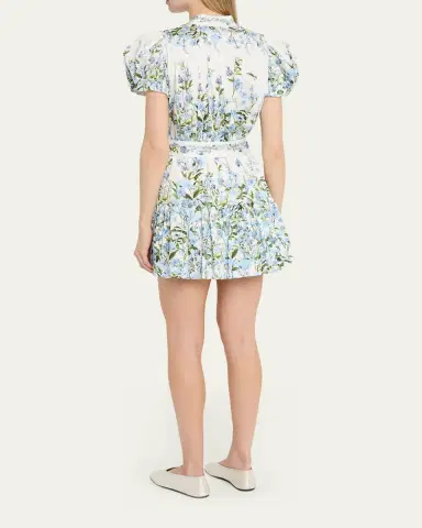 Alice + Olivia Cora Short-Sleeve Tiered Mini Shirtdress | Thumbnail 3