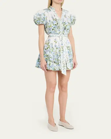 Alice + Olivia Cora Short-Sleeve Tiered Mini Shirtdress | Thumbnail 4