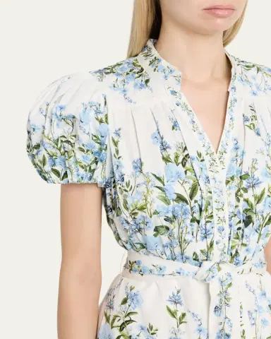 Alice + Olivia Cora Short-Sleeve Tiered Mini Shirtdress | Thumbnail 5