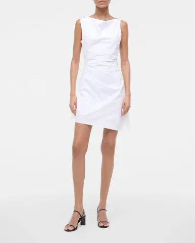 Staud Callie Ruched Asymmetric Mini Dress | Thumbnail 4 Staud Callie Ruched Asymmetric Mini Dress | Thumbnail 4