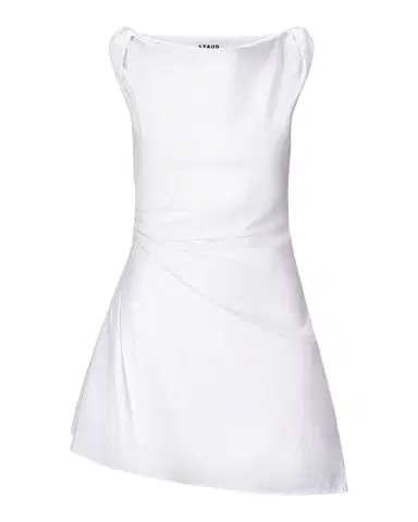 Staud Callie Ruched Asymmetric Mini Dress | Thumbnail 1 Staud Callie Ruched Asymmetric Mini Dress | Thumbnail 1