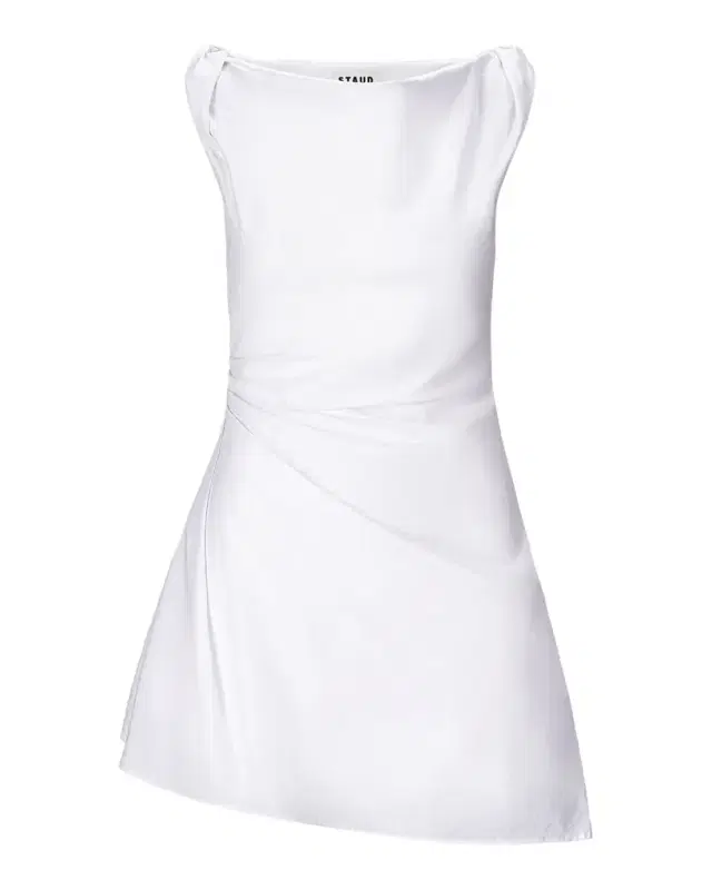 STAUD Callie Ruched Asymmetric Mini Dress