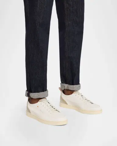 Santoni Men's Off Duty Leather Low-Top Sneakers | Thumbnail 2 Santoni Men's Off Duty Leather Low-Top Sneakers | Thumbnail 2