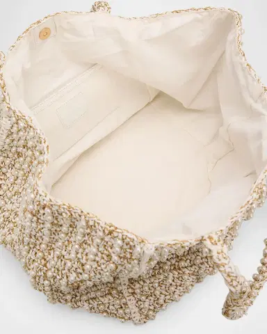 BTB Los Angeles Metallic Pearl-Embellished Raffia Tote Bag | Thumbnail 4 BTB Los Angeles Metallic Pearl-Embellished Raffia Tote Bag | Thumbnail 4
