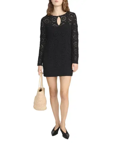 Frame The Crochet Keyhole Mini Dress | Thumbnail 1 Frame The Crochet Keyhole Mini Dress | Thumbnail 1