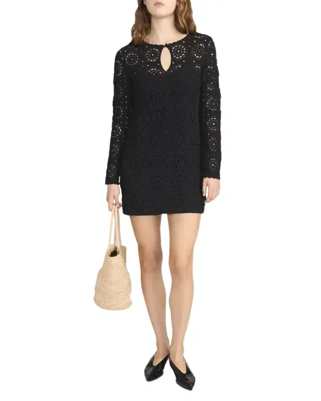 FRAME The Crochet Keyhole Mini Dress